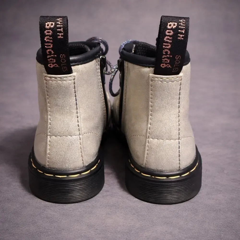 Dr. Martens 1460 T Toddler Glitter Boots Silver Sparkle Lace Up US 7 EU 23